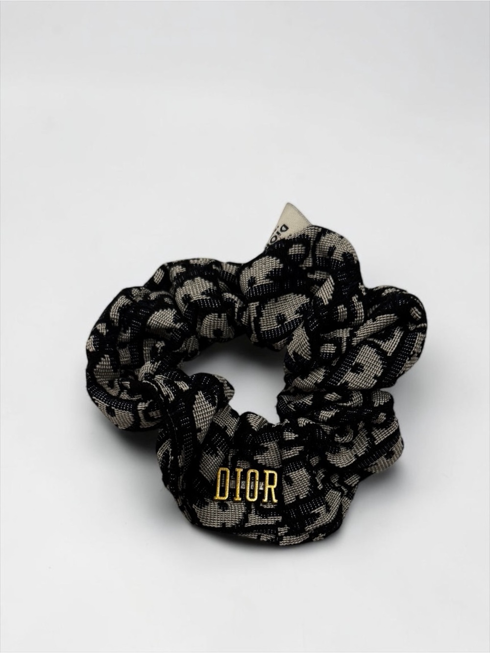 Upcycled Dior fabric Logo Scrunchie